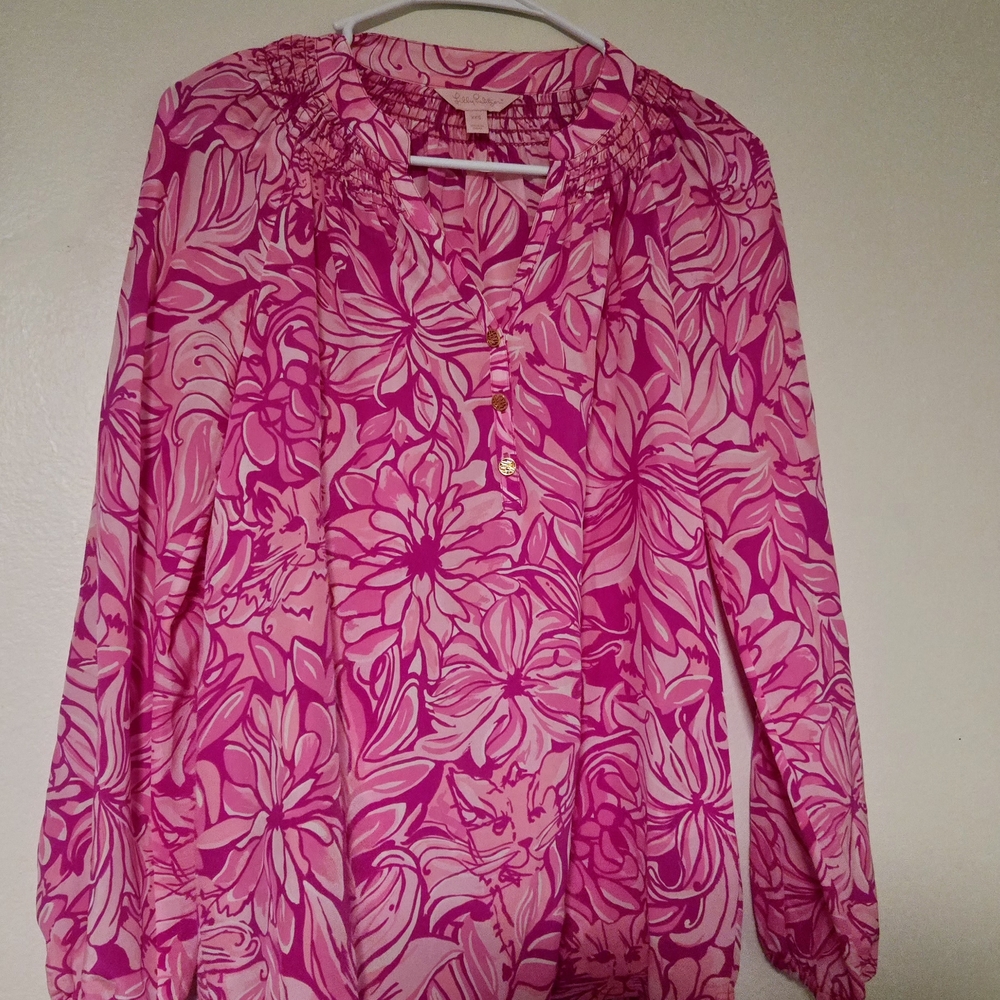 Lilly Pulitzer Vibrant Pink Floral Blouse